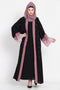 Nazneen Contrast Band And Lace Pearls Embroidered Dubai Kaftan