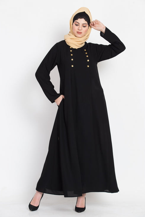 Nazneen Pleat And Decerative Button Abaya
