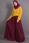 Mustard And Maroon Poly Crepe Plain Casual Islamic Abaya