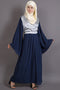 Navy Blue Poly Crepe Plain Casual Islamic Abaya