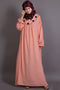 Peach Poly Crepe Plain Casual Islamic Abaya