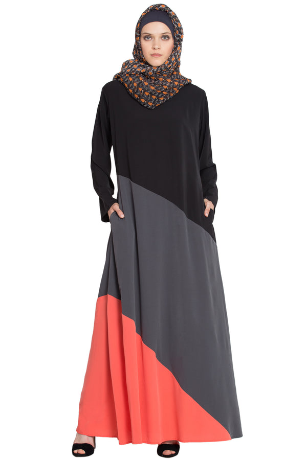 Multicolor Polycrepe Plain Islamic Abaya