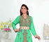 Sea-Green color luxurious Handmade Moroccan Kaftan with hijjab