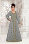 Grey color luxurious Full Sleeves Handmade Moroccan Kaftan with hijjab