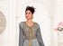 Grey & White color luxurious Handmade Moroccan Kaftan with hijjab