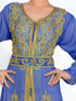 Navy-Blue & White color luxurious Handmade Moroccan Kaftan with hijjab