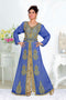 Navy-Blue & White color luxurious Handmade Moroccan Kaftan with hijjab