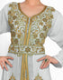 Off-White & White color luxurious Full Moroccan Kaftan with hijjab