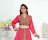 Red color luxurious Handmade Moroccan Kaftan with hijjab