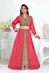 Red color luxurious Handmade Moroccan Kaftan with hijjab