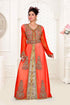 Red & White color luxurious Handmade Moroccan Kaftan with hijjab