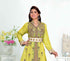 Yellow color luxurious Handmade Moroccan Kaftan with hijjab