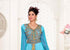 Cyan & White color luxurious Handmade Moroccan Kaftan with hijjab