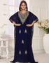 Navy Blue HandCrafted Zari & Stone work stitched Georgette Kaftan Wedding dress