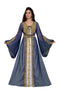 Navy-Blue & white color luxurious Handmade Moroccan Kaftan with hijab