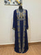 Navy Blue color luxurious Full Sleeves Handmade Two Piece Jacket Style Moroccan Kaftan.