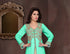 Sea-Green embroidered georgette Islamic kaftans with hijab