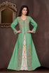 Dark Green embroidered georgette Islamic kaftans with hijab