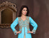 Cyan embroidered georgette Islamic kaftans with hijab