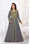 Grey color luxurious Handmade Moroccan Kaftan with hijjab