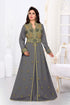 Grey color luxurious Handmade Moroccan Kaftan with hijjab