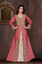 Maroon embroidered georgette Islamic kaftans with hijab