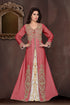 Maroon embroidered georgette Islamic kaftans with hijab