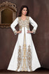 Off-White embroidered georgette Islamic kaftans with hijab