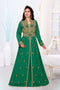 Dark-Green color luxurious Handmade Moroccan Kaftan with hijjab