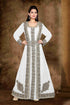 Off-White color luxurious Full Sleeves Handmade Moroccan Kaftan with hijab