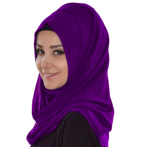 Purple embroidered georgette islamic-kaftans with hijab