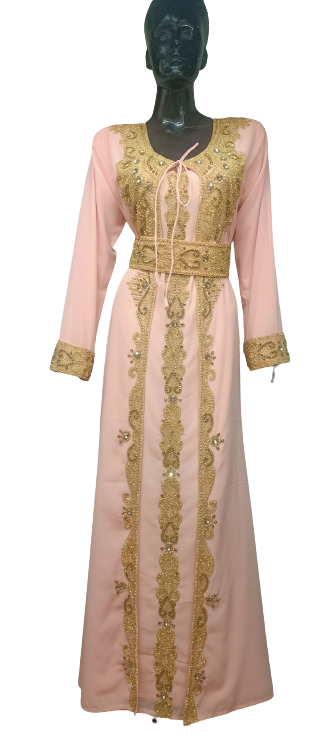 PEACH GEORGETTE KAFTAN WITH ZARI WORK