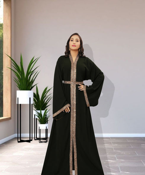 SALE New Abaya Dark Green Wedding Fashion Dubai Kaftans Farasha Abaya Very Long Gown