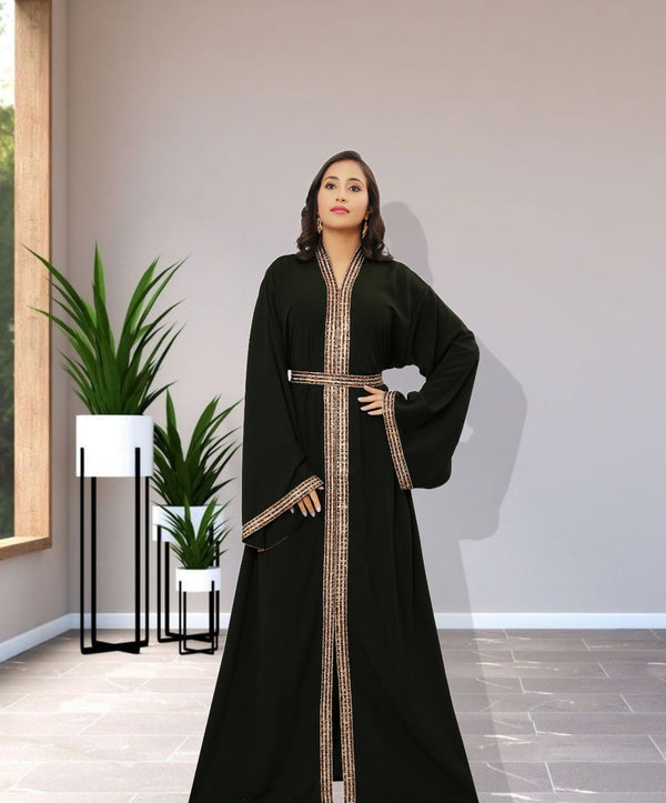 SALE New Abaya Dark Green Wedding Fashion Dubai Kaftans Farasha Abaya Very Long Gown