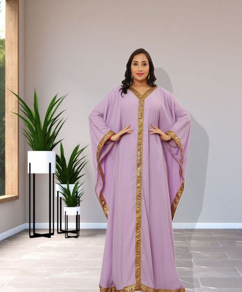 Lilac Georgette Sequin Work Kaftan