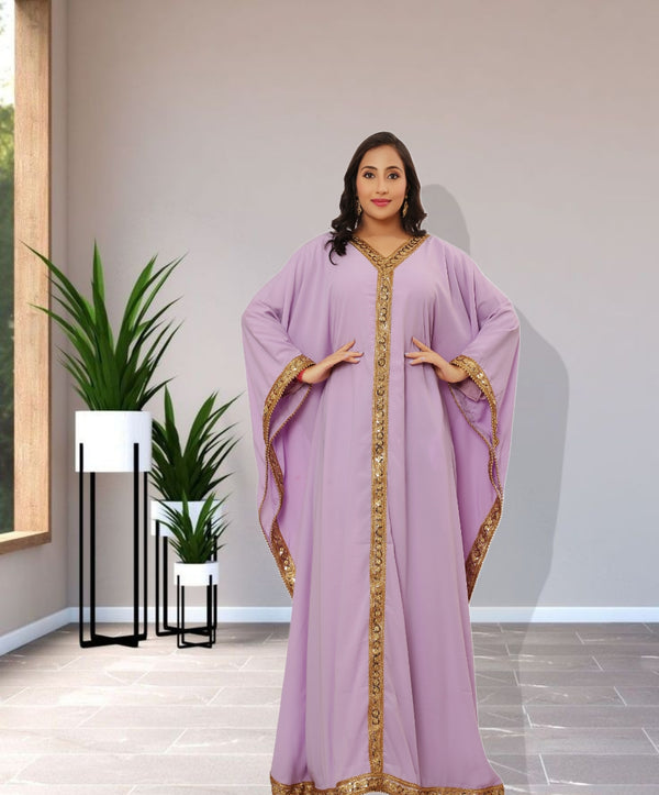 Lilac Georgette Sequin Work Kaftan