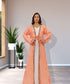 Peach and White Net Sequins Work Kaftan