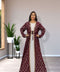 SALE Maroon Net Designer Fashion Kaftan Wedding Dress Islamic Wear Clothing Abaya Very Long Gown