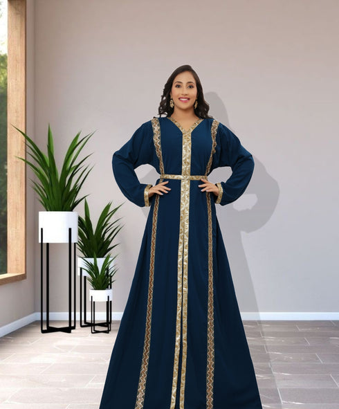 ale!! Royal Abaya Traditional Moroccan Dubai Kaftan Sequins Stone Work Party Wedding Women Dress