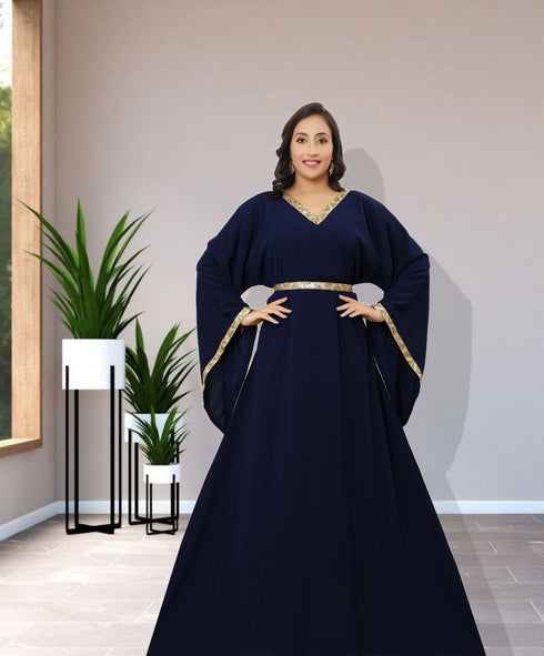 SALE!! New Navy Blue Abaya Fashion Islamic Kaftan Islamic Clothing Party Wear
