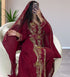 Luxurious Maroon Kaftan Gown with Gold Zari Work | Wedding & Formal Event Wear