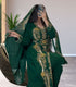 Luxurious Emerald Green Kaftan Gown with Gold Zari Work | Wedding & Formal Event Wear