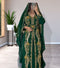 Luxurious Emerald Green Kaftan Gown with Gold Zari Work | Wedding & Formal Event Wear