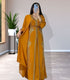 Grand Mustard Yellow Kaftan Gown with Heavy Gold Zari & Beaded Work | Event Dress