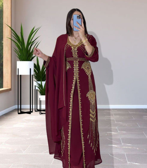 Purple Georgette Zari Work Kaftan