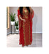 Grand Ruby Red Kaftan Gown with Heavy Gold Zari Work | Wedding & Event Dress