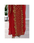 Grand Ruby Red Kaftan Gown with Heavy Gold Zari Work | Wedding & Event Dress