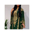 Grand Forest Green Farasha Kaftan Gown with Heavy Gold Zari Work | Event Dress