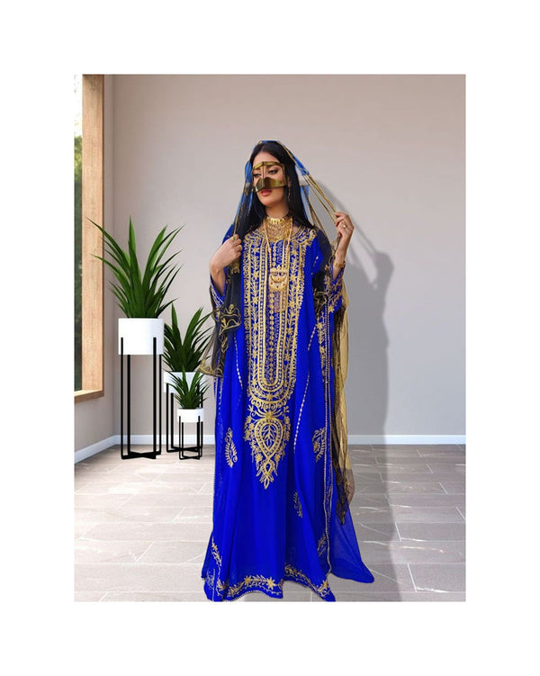 Ink Blue Handcrafted Kaftan for Women
