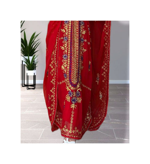 Red Georgette Party Wear Kaftan